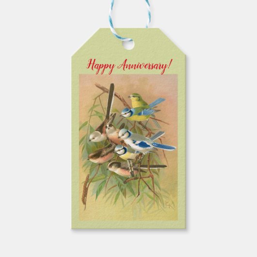 Blaumeise und Langschwanzmeise Geschenkanhänger (Vorderseite)