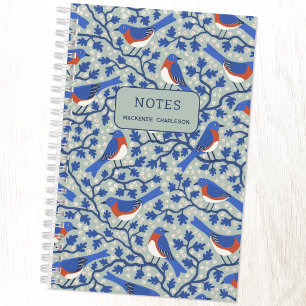Blaumeise Vogel und Wildblume Personalisiert Notizblock