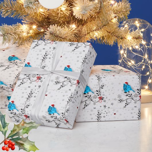 Blaumeise zu Weihnachten Geschenkpapier