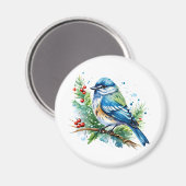 Blaumeise zu Weihnachten Magnet (Vorderseite/Rückseite)