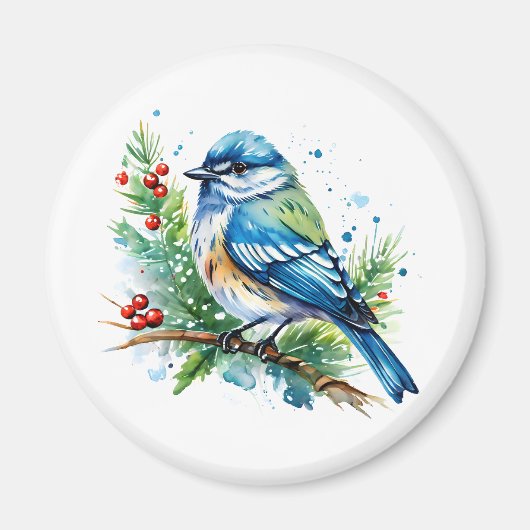 Blaumeise zu Weihnachten Magnet (Vorne)