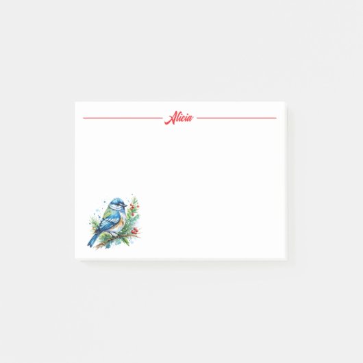 Blaumeise zu Weihnachten Post-it Klebezettel (Vorderseite)