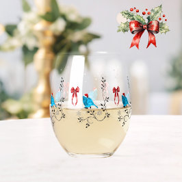 Blaumeise zu Weihnachten Weinglas Ohne Stiel