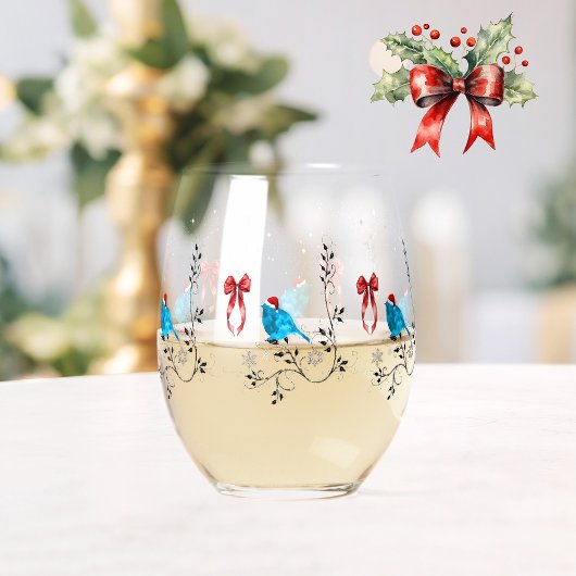 Blaumeise zu Weihnachten Weinglas Ohne Stiel