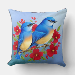 🌸 Blaumeisen-Blumengarten Kunst Geschenk Naturlie Kissen