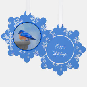Blaumeisen-Malerei - Originale Vogelkunst Ornament Karte