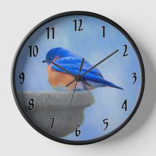 Blaumeisen-Malerei - Originale Vogelkunst Uhr