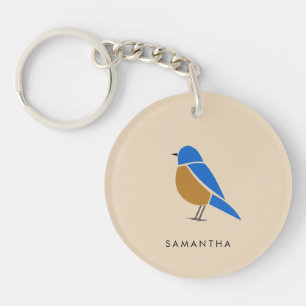 Blaumeisen-Schlüsselanhänger Moderne Minimal-Ill Schlüsselanhänger