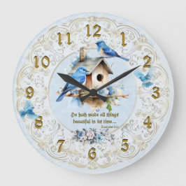 Blaumeisen-Schriftuhr-Vogelhaus-Ecclesiastes Große Wanduhr