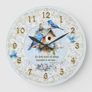 Blaumeisen-Schriftuhr-Vogelhaus-Ecclesiastes Große Wanduhr