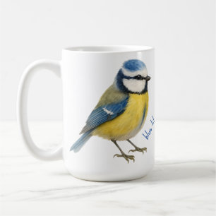 Blaumeisen-Tasse, Aquarell-Garten-Vogel-Kunst Kaffeetasse
