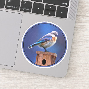 Blaumeisen (Weibchen) Malerei - Originale Vogelkun Aufkleber
