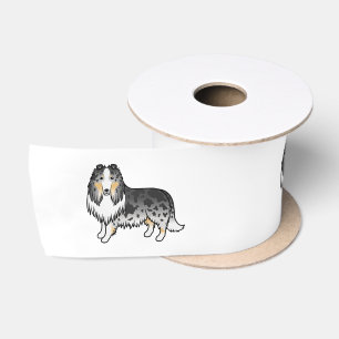 Blaumerle-Rauhhaar-Collie Süßer Cartoon-Hund Satinband