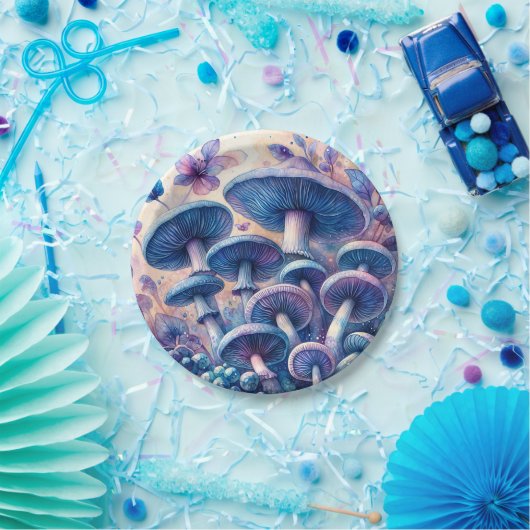 Blaumilch Pilze Wasserfarbe Pappteller (Party)