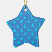 Blaumonde und Sternmuster Keramik Ornament (Links)