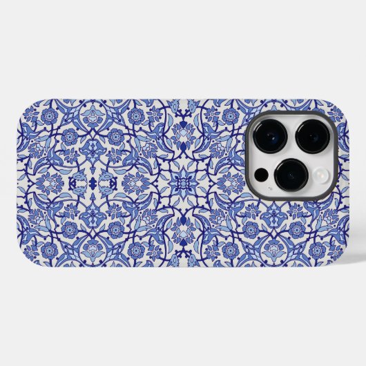 Blaumosaik der marokkanischen Blume aus Andalusien Case-Mate iPhone Hülle (Rückseite (Horizontal))