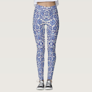 Blaumosaik der marokkanischen Blume aus Andalusien Leggings