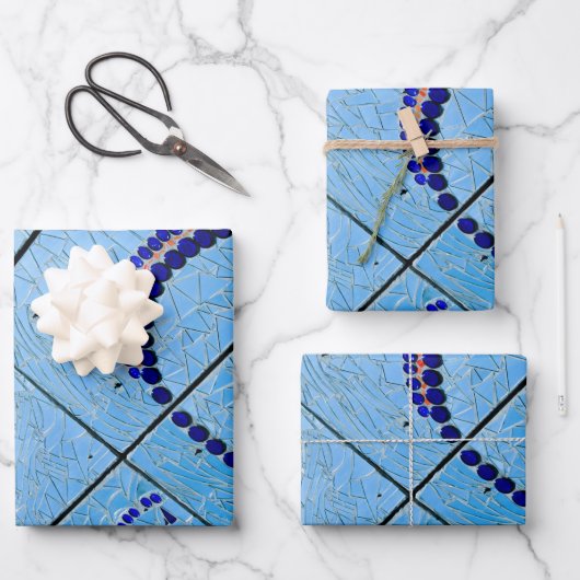 Blaumosaik Geschenkpapier Set (Vorderseite)