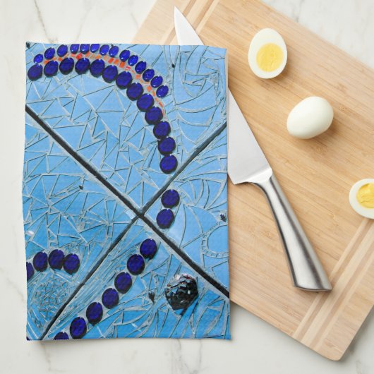 Blaumosaik Geschirrtuch (Viertel Falte)