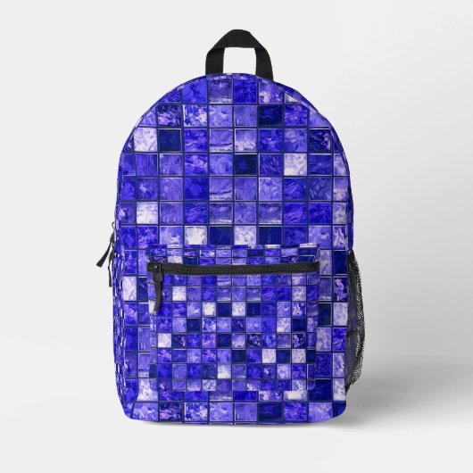 Blaumosaikmuster Bedruckter Rucksack (Vorderseite)
