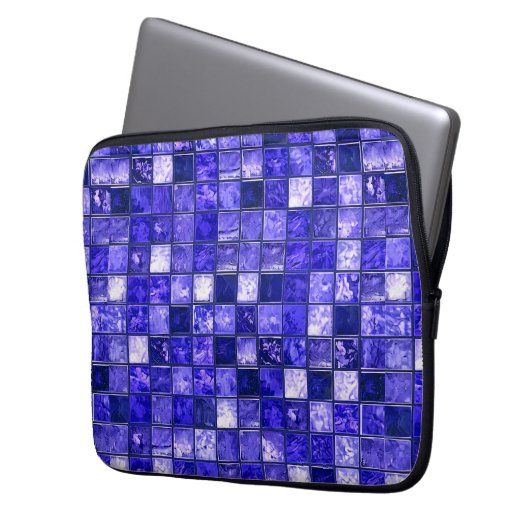 Blaumosaikmuster Laptopschutzhülle (Vorderseite Links)