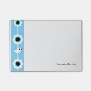 Blaumuster für Vögel und Blume Post-it Klebezettel