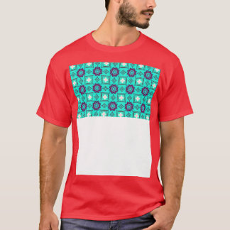 Blaumuster-Retro-Mosaikmuster T-Shirt