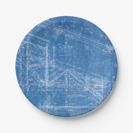 Blaumuster-Struktur-Architektur Gebäude bl Pappteller (Vorderseite)