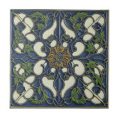 Blaumuster Vintage Jugendstil-Keramiken Fliese (Vorderseite)