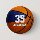 Blauorange Basketball-Mannschaftsfarben mit Jungs- Button (Vorderseite)