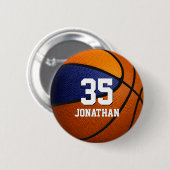 Blauorange Basketball-Mannschaftsfarben mit Jungs- Button (Vorne & Hinten)