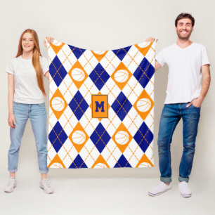 Blauorange Basketballmannschaft - Raute Fleecedecke