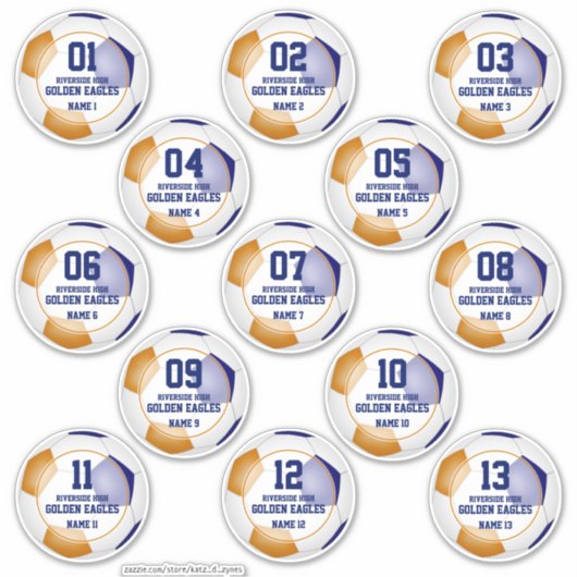 Blauorange Fußball-Mannschaft Farben Geschenke 13 Aufkleber (Vorderseite)