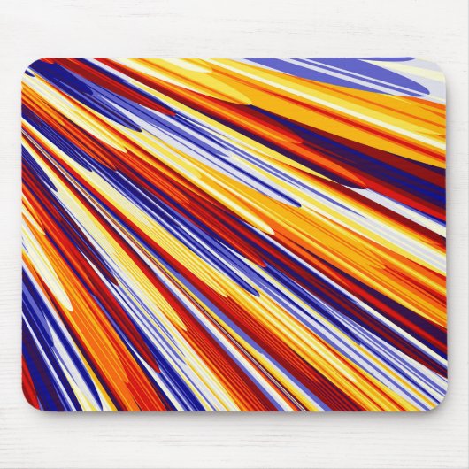 Blauorange Gelbe Abstrakte geometrische Federn Mousepad (Vorne)