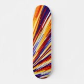 Blauorange Gelbe Abstrakte geometrische Federn Skateboard (Vorne)