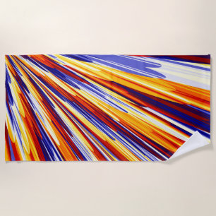 Blauorange Gelbe Abstrakte geometrische Federn Strandtuch