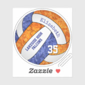 Blauorange Girls Volleyball mit Maskottchen Aufkleber (Blatt)