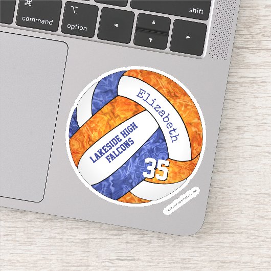 Blauorange Girls Volleyball mit Maskottchen Aufkleber (Detail)