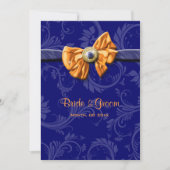 Blauorange Hochzeit mit Blumen CUSTOM Einladung (Vorderseite)
