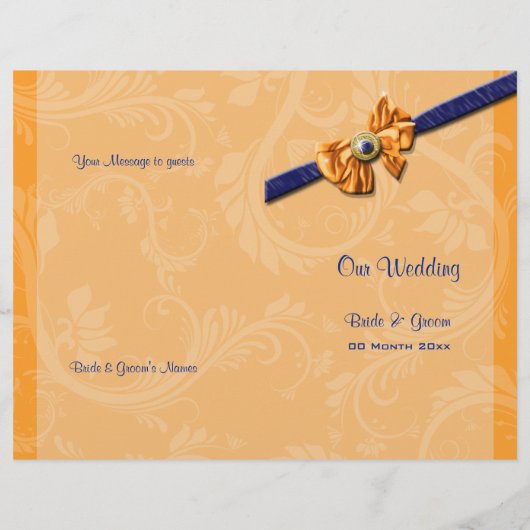 Blauorange Hochzeitsprogramm PERSONALIZE (Rückseite)