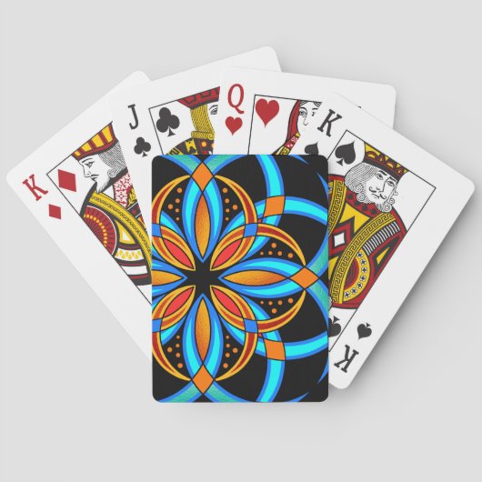 Blauorange-Mandala mit Monogramm Spielkarten (Rückseite)