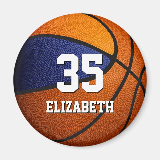 Blauorange Mannschaft farbig Jungs Basketball Magnet (Vorne)