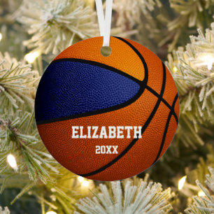 Blauorange Mannschaft farbig Jungs Basketball Ornament Aus Metall