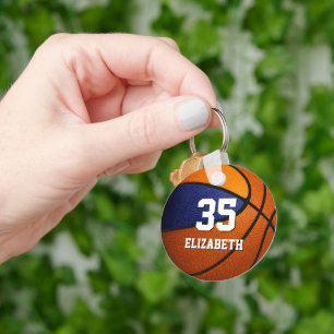 Blauorange Mannschaft farbig Jungs Basketball Schlüsselanhänger