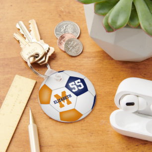 Blauorange Mannschaft farbig Jungs Fußball Schlüsselanhänger