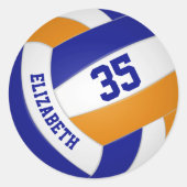 Blauorange Mannschaft farbig Jungs Mädchen Volleyb Runder Aufkleber (Vorderseite)