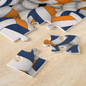 Blauorange Mannschaft farbig Jungs Volleyball Puzzle (Seite)
