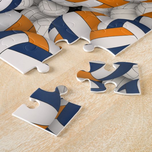 Blauorange Mannschaft farbig Jungs Volleyball Puzzle (Seite)
