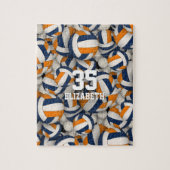 Blauorange Mannschaft farbig Jungs Volleyball Puzzle (Vertikal)