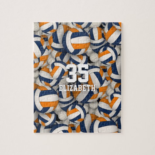 Blauorange Mannschaft farbig Jungs Volleyball Puzzle (Vertikal)